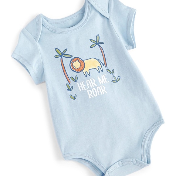Baby Onesie Blue “Hear Me Roar” Lion Print - Short Sleeve - Infant Bodys… - Picture 4 of 4